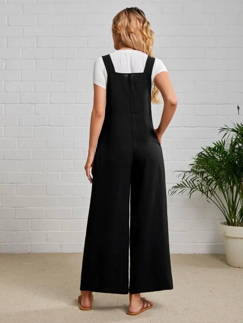 Relaxed Strap Wide Leg Jumpsuit Overalls