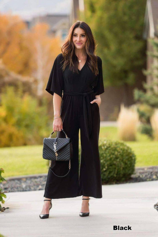 Cotton Blend Belted Relaxed Fit Jumpsuit