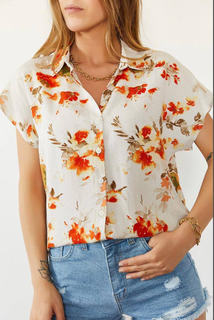 Floral Designer Short Sleeve Button Up Shirts