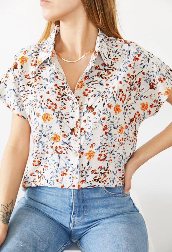 Floral Designer Short Sleeve Button Up Shirts