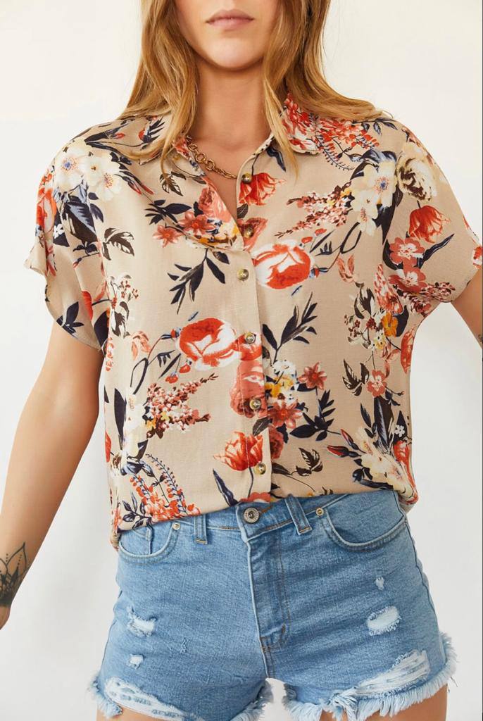 Floral Designer Short Sleeve Button Up Shirts