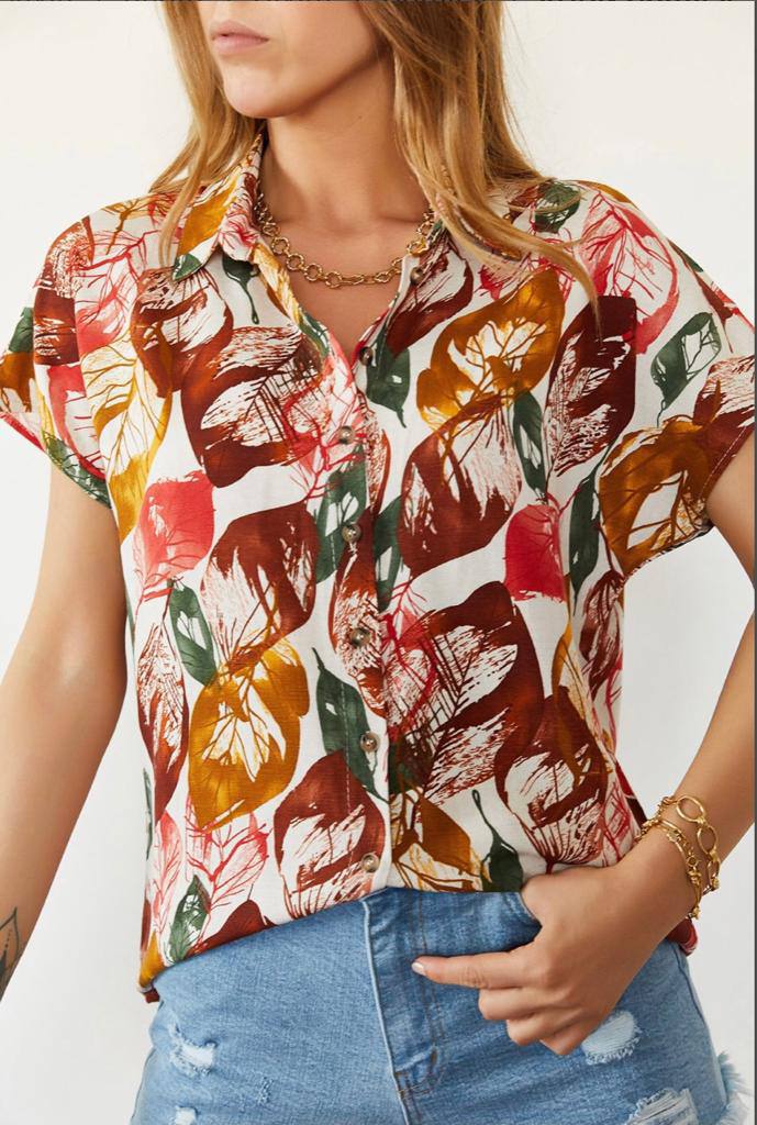 Floral Designer Short Sleeve Button Up Shirts