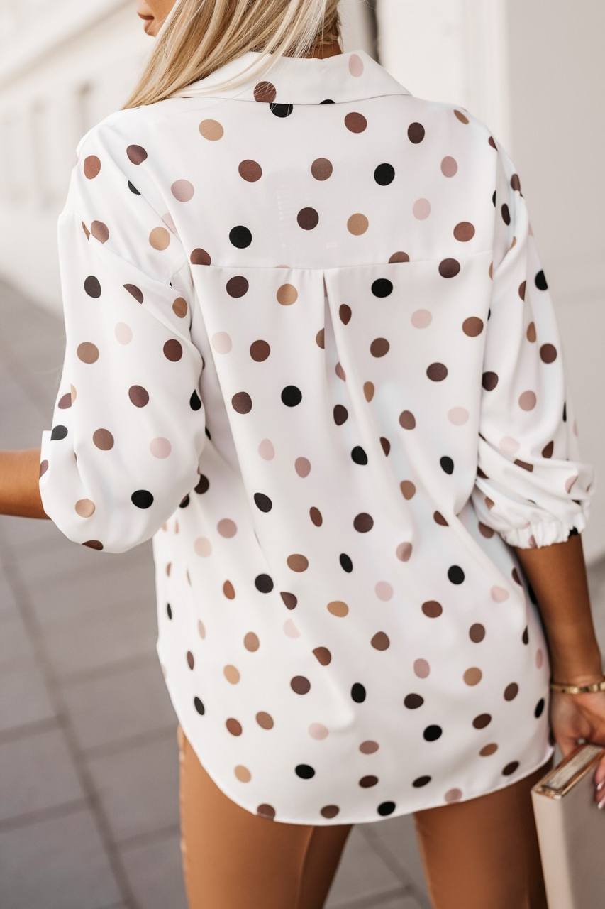 Women Long Sleeve Button down Blouse with Elastic Sleeve