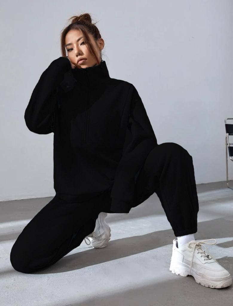 Matching Set Solid Color Sweat and Pants Jogger Sets for Women